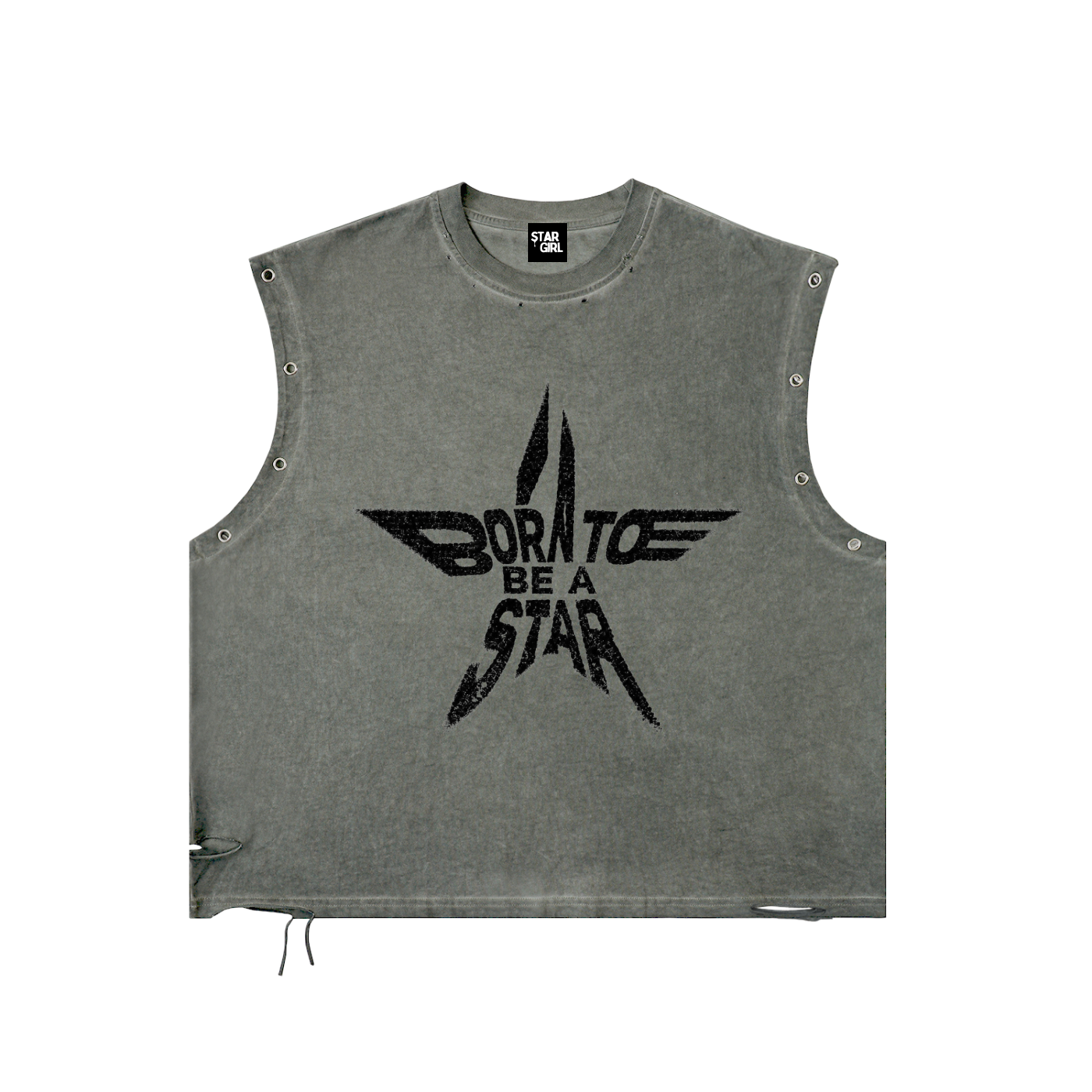 Distressed Grommet Eyelet Tank Top