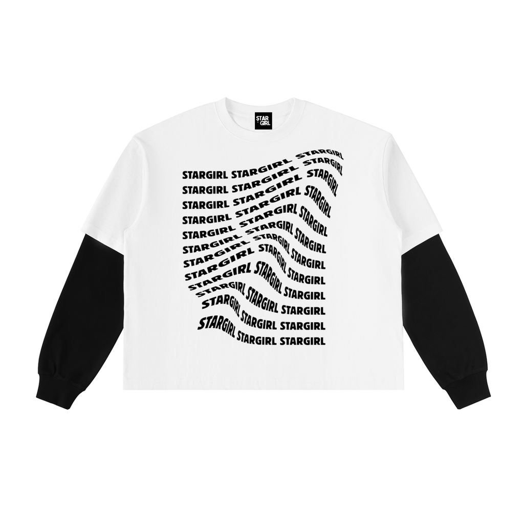 Layered Contrast Sleeve Cotton T-Shirt