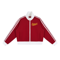 Contrast Side Stripe Fleece Cropped Track Jacket