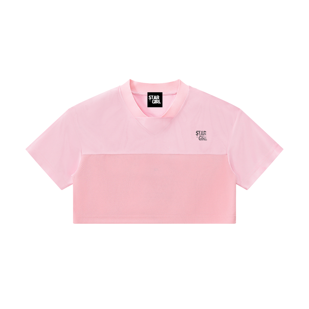 Cropped Paneled V-Neck Jersey