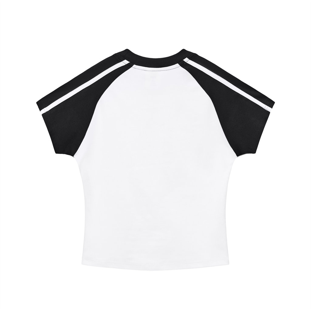 Contrast Stripes Bodycon Raglan  Sleeve T-Shirt