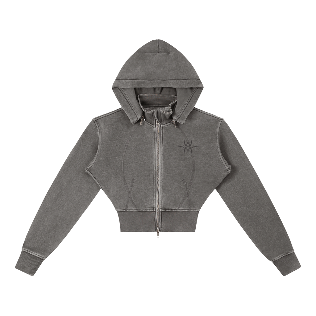 Vintage Washed Cropped Fleece Hoodie
