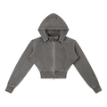 Vintage Washed Cropped Fleece Hoodie